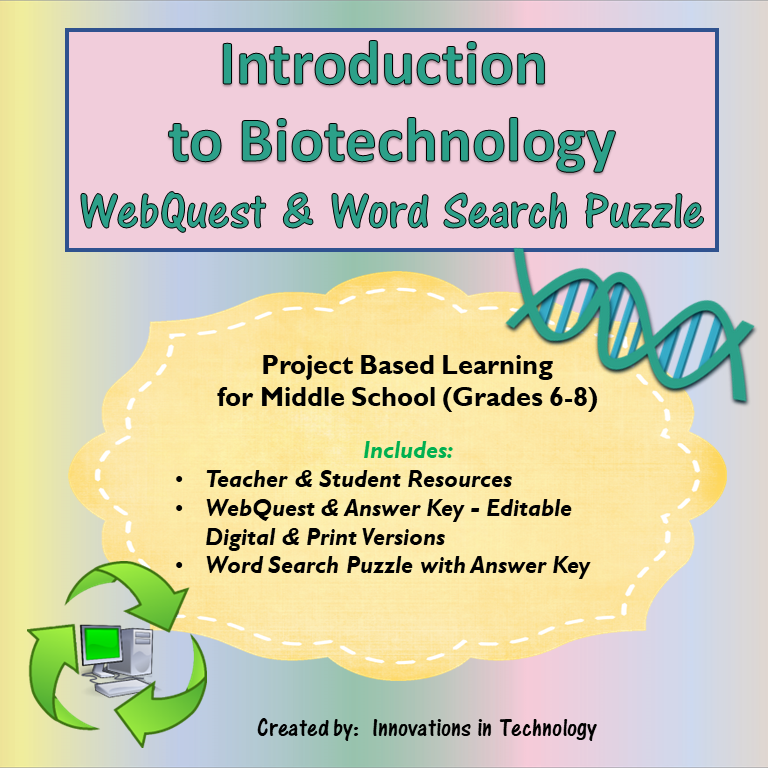 Learning about Biotechnology WebQuest & Word Search Puzzle