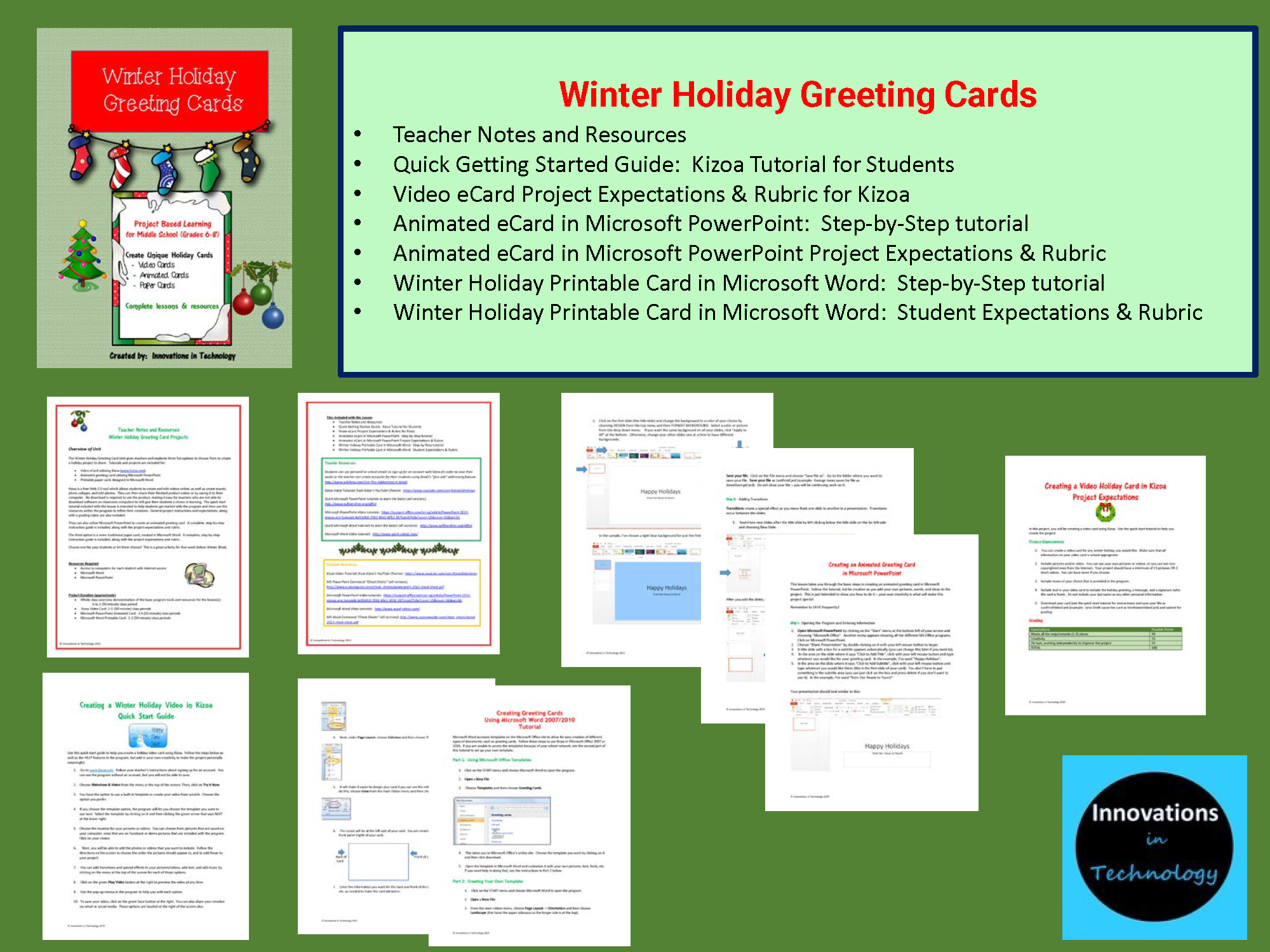 HOLIDAYS - Technology Curriculum